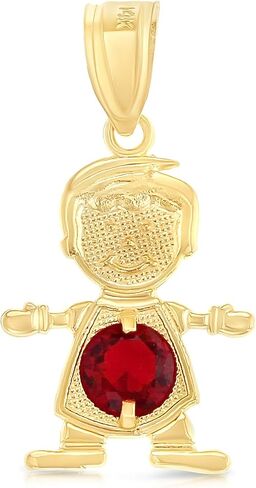 14K Yellow Gold 12 Months Birthstone Pendants Cubic Zirconia CZ Boy Tiny Size Bday Gift Charms For Necklace or Chain in Saudi Arabia