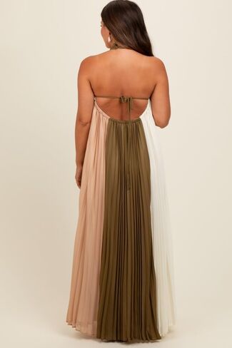 Pinkblush Olive Colorblock مطاطية الرسن اللباس Maxi in Kuwait