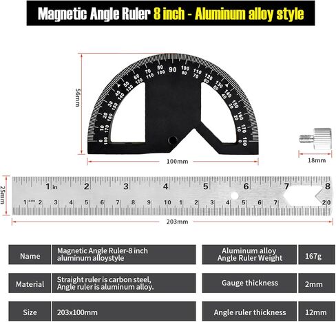 Protractors Angle Ruler Angle Finder Ruler Machinist Protractor Angle Measuring Tool 12-Inch Woodworking Ruler for Woodworking/Carpenter/Construction/Measurement/Hobbyists in Saudi Arabia