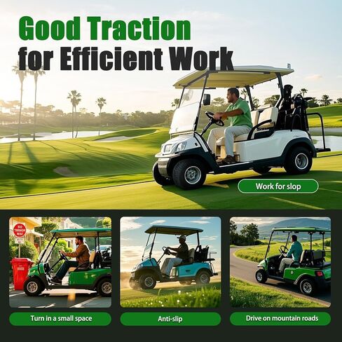 إطارات TRIPOWER لعربة الجولف 205/50-10 - 205/50/10 10 بوصة إطار DOT Street لعربة الجولف E-Z-GO Club Car، مقاومة منخفضة للدوران، 4PR بدون أنبوب، سعة 675 رطل، مجموعة من 4 in Kuwait
