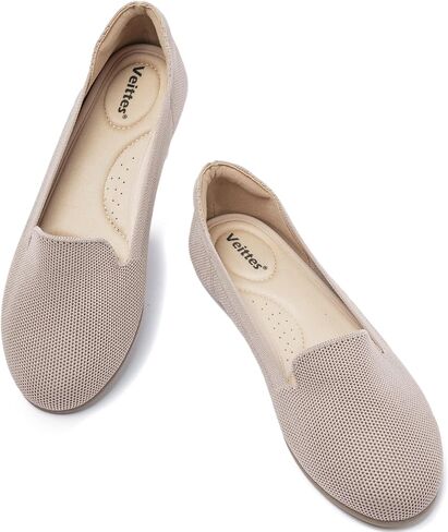 Veittes Women's Wide Width Flats Shoes,Dressy Comfortable Shoes,Soft Ladies Elegant Slip on Round Toe Knitted Ballet Shoes. in Kuwait