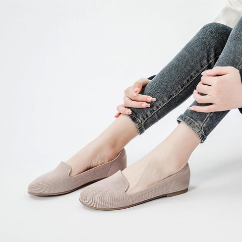 Veittes Women's Wide Width Flats Shoes,Dressy Comfortable Shoes,Soft Ladies Elegant Slip on Round Toe Knitted Ballet Shoes. in Kuwait