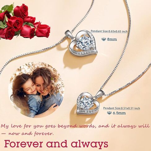Heart Pendant Necklaces for Women Girls,Mothers Day Gifts for Mom Daughter Nana Grandma Wife Girlfriend Granddaughter Christmas Birthday Wedding Graduation Jewelry Gifts from Daughter Son,925 Sterling Silver Diamond Necklaces in Saudi Arabia