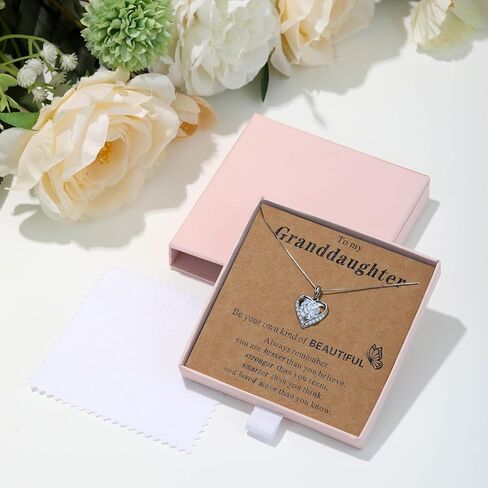 Heart Pendant Necklaces for Women Girls,Mothers Day Gifts for Mom Daughter Nana Grandma Wife Girlfriend Granddaughter Christmas Birthday Wedding Graduation Jewelry Gifts from Daughter Son,925 Sterling Silver Diamond Necklaces in Saudi Arabia