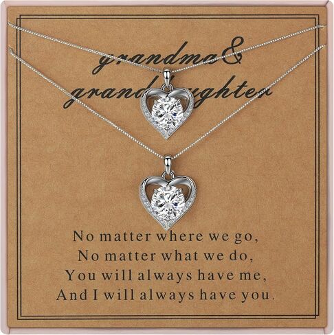 Heart Pendant Necklaces for Women Girls,Mothers Day Gifts for Mom Daughter Nana Grandma Wife Girlfriend Granddaughter Christmas Birthday Wedding Graduation Jewelry Gifts from Daughter Son,925 Sterling Silver Diamond Necklaces in Saudi Arabia
