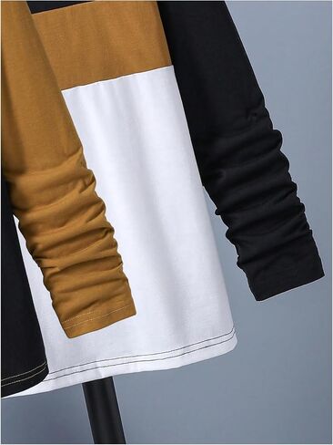 SweatyRocks Boy's 2 Pack Color Block Graphic T Termbroidery Long Sleeve Crewneck Tops Tops in Saudi Arabia