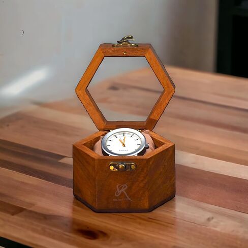 Single Slot Watch Display Case, Watch Box for Men, Mens Watch Box Organizer, Dark Rosewood Watch Cases for Men Watch Storage, Valentines Gift Watch Organizer Holder Case for travel with Glass Lid in Saudi Arabia