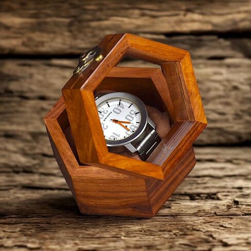 Single Slot Watch Display Case, Watch Box for Men, Mens Watch Box Organizer, Dark Rosewood Watch Cases for Men Watch Storage, Valentines Gift Watch Organizer Holder Case for travel with Glass Lid in Saudi Arabia