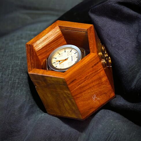 Single Slot Watch Display Case, Watch Box for Men, Mens Watch Box Organizer, Dark Rosewood Watch Cases for Men Watch Storage, Valentines Gift Watch Organizer Holder Case for travel with Glass Lid in Saudi Arabia