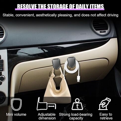 Car Co-Pilot Glovebox Hook, 2 PCS Vehicle Passenger Glove Box Hanging Storage Rack, Automotive Glovebox Organizer Holder Hanger Accessories, Universal for SUV, Sedan, Truck (Black) in Saudi Arabia