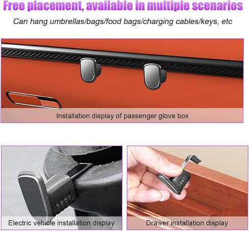 Car Co-Pilot Glovebox Hook, 2 PCS Vehicle Passenger Glove Box Hanging Storage Rack, Automotive Glovebox Organizer Holder Hanger Accessories, Universal for SUV, Sedan, Truck (Black) in Saudi Arabia