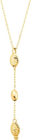 Textured Bead Lariat Pendant Necklace in 10K Gold in Saudi Arabia