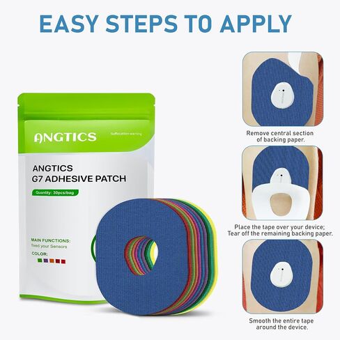 Dexcom G7 Adhesive Patches Waterproof, 30 Pack Multicolor Overpatch for Dexcom G7, Premium Transparent G7 Overlay Patches, Hypoallergenic & Skin-Friendly, Sensor is NOT Included in Saudi Arabia