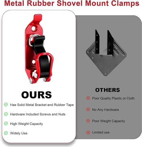 4Pcs Shovel Mount for Roof Rack, Metal Quick Fist Clamp Mounting Brackets Kit Shovel Holder for Truck, Car Accessories for Boats, Military Equipment, Axe Bracket, Off Road Accessories (Red) in Saudi Arabia