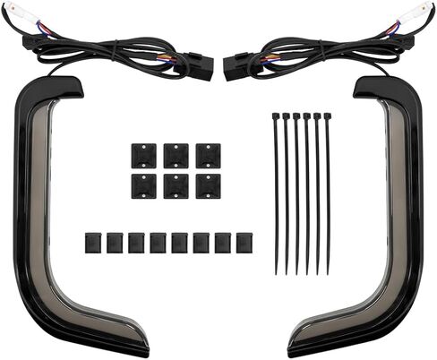 HDBUBALUS Motorcycle Lower Grills Leg Fairing Light LED Turn Signal Running Light Fit For Harley Touring Street Glide Road Glide Electra Glide FLHTK FLTRU 2006-2013 (Color: Chrome) in Saudi Arabia