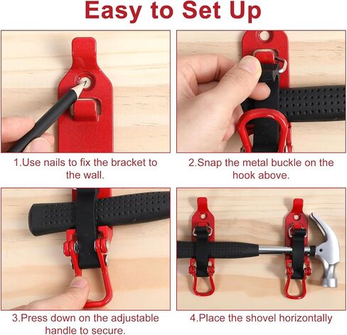4Pcs Shovel Mount for Roof Rack, Metal Quick Fist Clamp Mounting Brackets Kit Shovel Holder for Truck, Car Accessories for Boats, Military Equipment, Axe Bracket, Off Road Accessories (Red) in Saudi Arabia