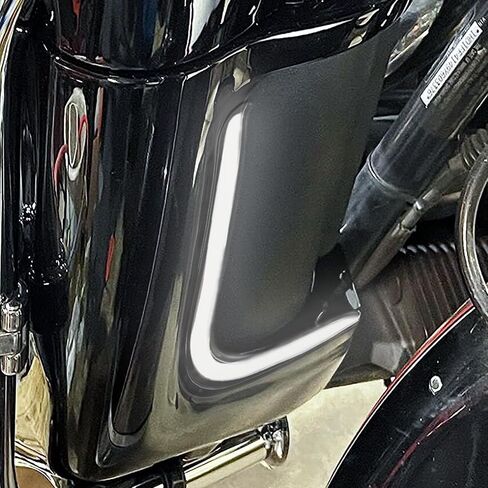 HDBUBALUS Motorcycle Lower Grills Leg Fairing Light LED Turn Signal Running Light Fit For Harley Touring Street Glide Road Glide Electra Glide FLHTK FLTRU 2006-2013 (Color: Chrome) in Saudi Arabia