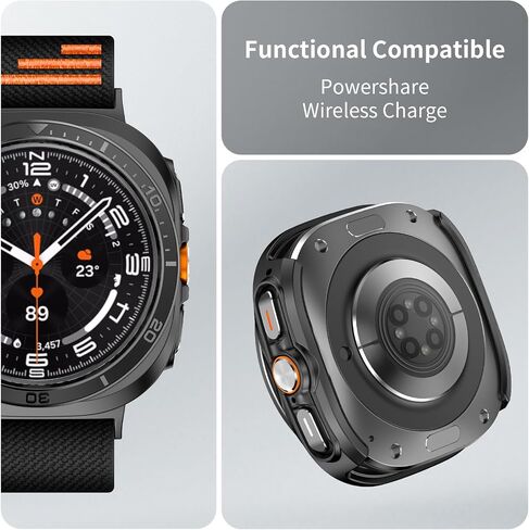 AMANECER Rugged PC Case Compatible with Galaxy Watch 7 Ultra, Anti-Scratch Metal Bezel Ring for Samsung Watch 47MM 2024 Release, Stylish Armor Bumper Cover Protector of Smartwatch Accessory- Silver in Kuwait