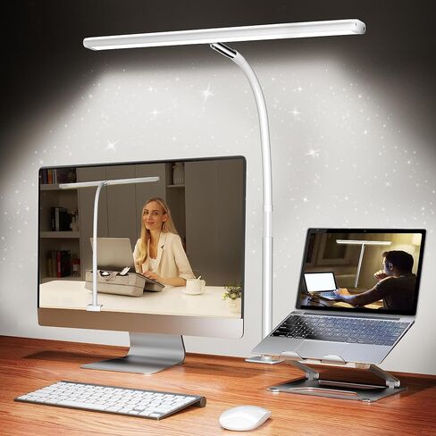 LED Desk Lamp with Clamp, Architect Desk Lamp for Home Office with Remote, 24W Ultra-Bright Desk Light with Stepless Dimming and Stepless Color Temp, Memory Function for Study and Workbench in Saudi Arabia