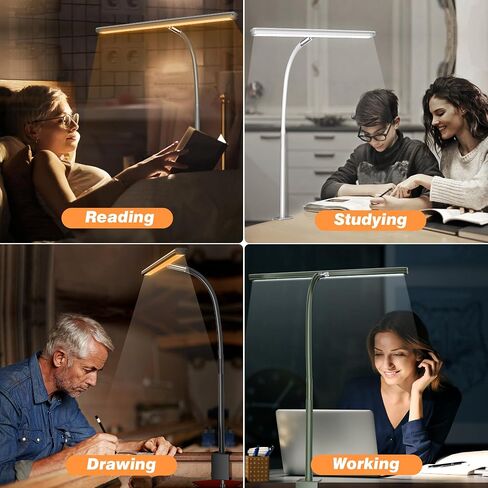 LED Desk Lamp with Clamp, Architect Desk Lamp for Home Office with Remote, 24W Ultra-Bright Desk Light with Stepless Dimming and Stepless Color Temp, Memory Function for Study and Workbench in Saudi Arabia