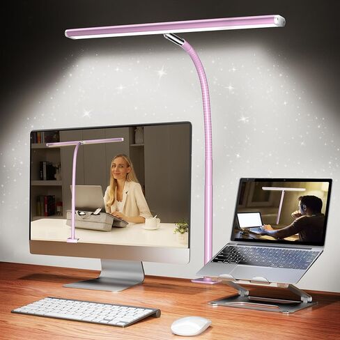 LED Desk Lamp with Clamp, Architect Desk Lamp for Home Office with Remote, 24W Ultra-Bright Desk Light with Stepless Dimming and Stepless Color Temp, Memory Function for Study and Workbench in Saudi Arabia