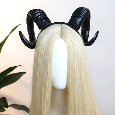 MOSTORY Devil Goat Horns Headband - Demon Sheep Horn Headband for Adult Cosplay Halloween Renaissance Photoshoot (Detachable) in Saudi Arabia