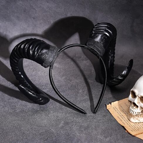 MOSTORY Devil Goat Horns Headband - Demon Sheep Horn Headband for Adult Cosplay Halloween Renaissance Photoshoot (Detachable) in Saudi Arabia