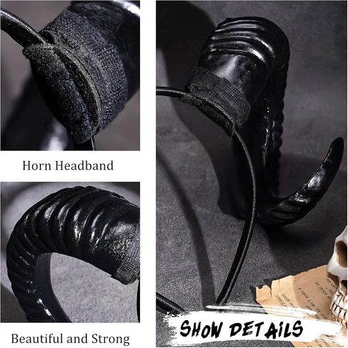 MOSTORY Devil Goat Horns Headband - Demon Sheep Horn Headband for Adult Cosplay Halloween Renaissance Photoshoot (Detachable) in Saudi Arabia