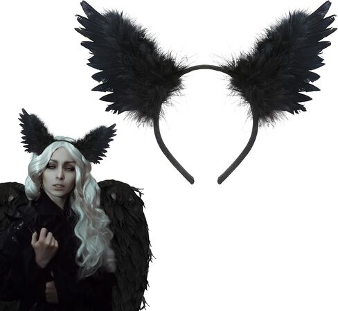 Angel Feather Wing Headband Halloween Cosplay Costume Accessories for Women Dress Up Party Headwear in Saudi Arabia