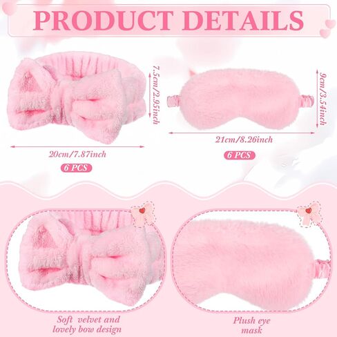6 مجموعات حفلات سبا تفضل للفتيات القوس الوردي القوس أقنعة العيون الجوارب الجوارب الكؤوس الأكياس الشريط لصالح Pink Sleepover Party Supplies اقتراح وصيفات الشرف in Kuwait