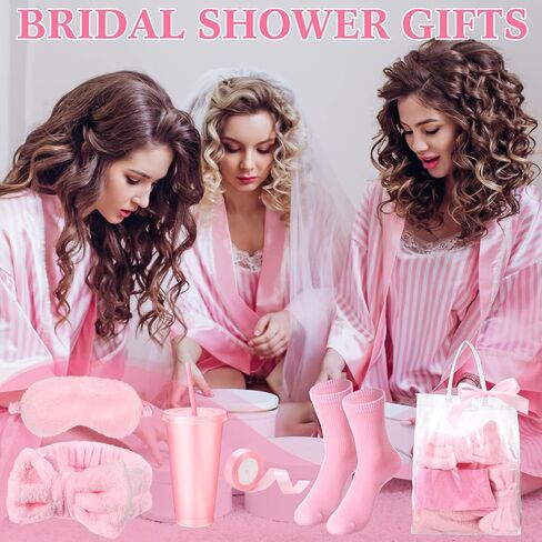 6 مجموعات حفلات سبا تفضل للفتيات القوس الوردي القوس أقنعة العيون الجوارب الجوارب الكؤوس الأكياس الشريط لصالح Pink Sleepover Party Supplies اقتراح وصيفات الشرف in Kuwait