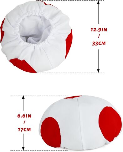 Halloween Toad Mushroom Hat White with Red Spots Gaming Cosplay Costume Accessory for Adult in Saudi Arabia