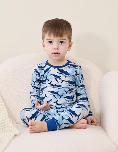 Toddlers Pajama Set Baby Girls Boys Pajamas Soft Viscose from Bamboo Long Sleeve Snug Fit Sleepwear in Saudi Arabia