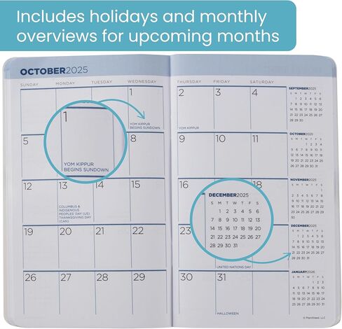 PlanAhead Pocket Planner 2024-2025 - 2 Year Pocket Calendar for Purse - 6.25"x3.75" Monthly Planner With Flexible Cover, Yearly Overview, & Notes Pages - No Color Selection Available, Chosen Randomly in Saudi Arabia
