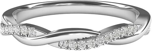 فرقة زفاف ملتوية للنساء ، فرقة Moissanite Half Edernity ، 14 ألفًا من الذهب الأبيض الصلبة Twist Infinity Rings ، ذكرى الذكرى السنوية للزوجة in Saudi Arabia