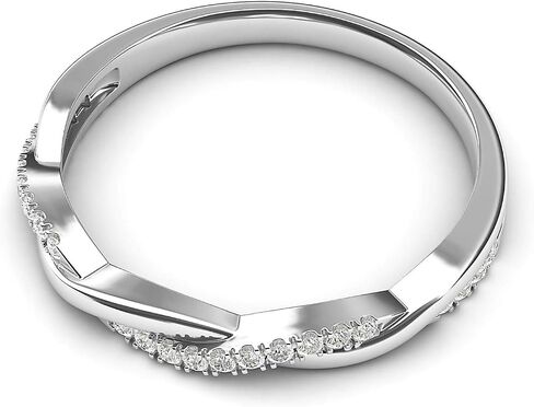 فرقة زفاف ملتوية للنساء ، فرقة Moissanite Half Edernity ، 14 ألفًا من الذهب الأبيض الصلبة Twist Infinity Rings ، ذكرى الذكرى السنوية للزوجة in Saudi Arabia