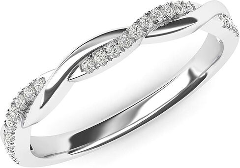 فرقة زفاف ملتوية للنساء ، فرقة Moissanite Half Edernity ، 14 ألفًا من الذهب الأبيض الصلبة Twist Infinity Rings ، ذكرى الذكرى السنوية للزوجة in Saudi Arabia