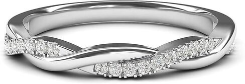 فرقة زفاف ملتوية للنساء ، فرقة Moissanite Half Edernity ، 14 ألفًا من الذهب الأبيض الصلبة Twist Infinity Rings ، ذكرى الذكرى السنوية للزوجة in Saudi Arabia