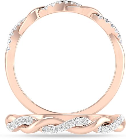Inspereza Solid 14k Real Gold Minimalist Infinity Reef Knot Thin Stackable Diamond Ring | 1/10 Ct TW Real Diamond Engagement Anniversary Wedding Band for Women | Simple Gold Stacking Rings (Size 4-9) in Saudi Arabia