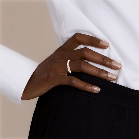 Inspereza Solid 14k Real Gold Minimalist Infinity Reef Knot Thin Stackable Diamond Ring | 1/10 Ct TW Real Diamond Engagement Anniversary Wedding Band for Women | Simple Gold Stacking Rings (Size 4-9) in Saudi Arabia