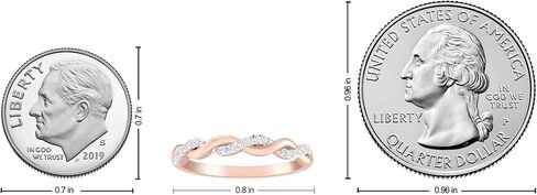 Inspereza Solid 14k Real Gold Minimalist Infinity Reef Knot Thin Stackable Diamond Ring | 1/10 Ct TW Real Diamond Engagement Anniversary Wedding Band for Women | Simple Gold Stacking Rings (Size 4-9) in Saudi Arabia