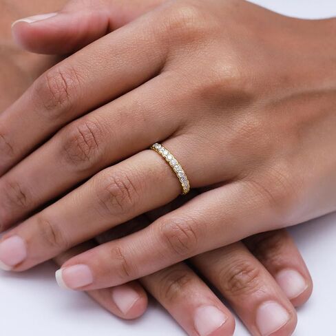 SAVEARTH DIAMONDS 1 Carat Round Cut Lab Created Moissanite Diamond Full Eternity Stackable Wedding Band Ring For Women In 14K Gold Over Sterling Silver (VVS1 Clarity, 1.00 Cttw) in Saudi Arabia
