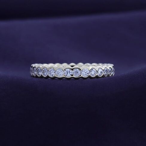 SAVEARTH DIAMONDS 1 Carat Round Cut Lab Created Moissanite Diamond Full Eternity Stackable Wedding Band Ring For Women In 14K Gold Over Sterling Silver (VVS1 Clarity, 1.00 Cttw) in Saudi Arabia