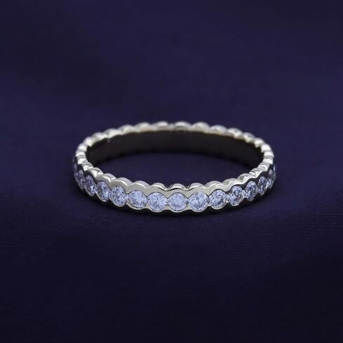 SAVEARTH DIAMONDS 1 Carat Round Cut Lab Created Moissanite Diamond Full Eternity Stackable Wedding Band Ring For Women In 14K Gold Over Sterling Silver (VVS1 Clarity, 1.00 Cttw) in Saudi Arabia