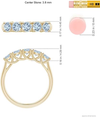 Angara Natural Half Eternity Five Stone Aquamarine Wedding Ring in Silver / 14K Solid Gold/Platinum | March Birthstone, Birthday, Engagement, Anniversary, Wedding Jewelry Gift for Women in Saudi Arabia