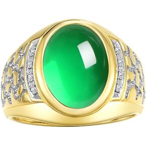 Rylos Men's Nugget Ring in Yellow Gold Plated Silver Cabochon Gemstone and Diamonds in Sizes 8-13. in Kuwait