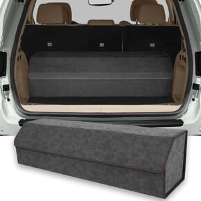 منظم الجذع لفورد برونكو/سبورت 2021-2025 - صندوق تخزين من جلد الكانتارا الرمادي ، الدقة المصممة خصيصًا ، تعظيم التخزين الخاص بك ، مربعات منظمة جذع كبيرة قابلة للطي مع 3 مقصورات in Kuwait