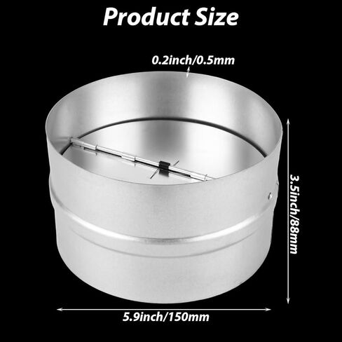 2PCS 6 Inch Backdraft Damper, One-Way Airflow Duct Damper, Duct Draft Stopper for ACS, Exhaust Fans, Extractors in Saudi Arabia