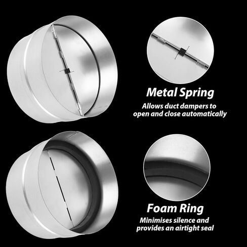 2PCS 6 Inch Backdraft Damper, One-Way Airflow Duct Damper, Duct Draft Stopper for ACS, Exhaust Fans, Extractors in Saudi Arabia