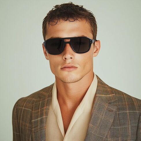 Retro Aviator Sunglasses for Men Women,Trendy Rectangle Womens Mens Polarized Shades Sun Glasses in Kuwait